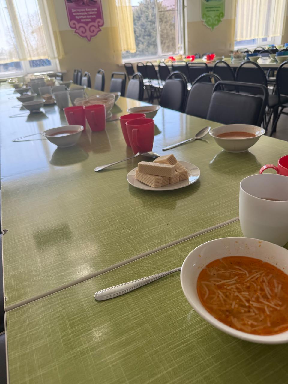 Оқушылардың мектеп асханасында тамақтануы